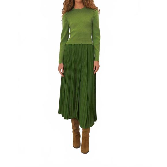 NEW FARM RIO pleated maxi skirt in green